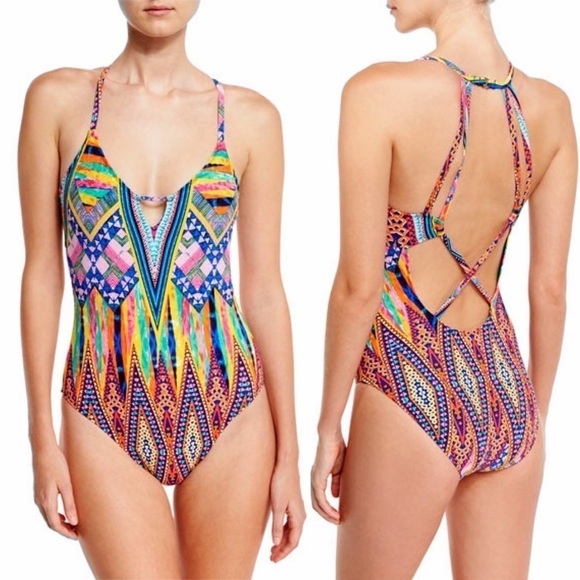 La Blanca Color Me Happy Plunging One-Piece Swimsuit 30 - Picture 1 of 9